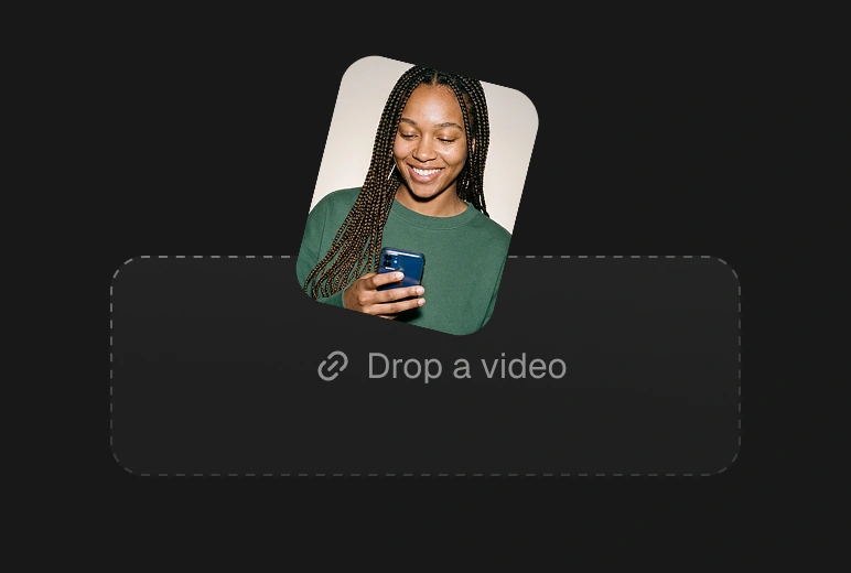 Drop a video zone with a creator holding a phone